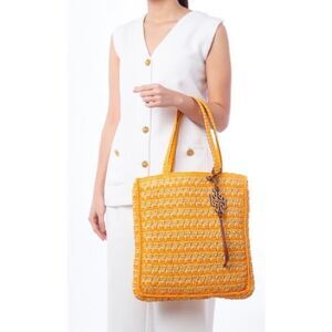 NWT Tory Burch Straw Tote in Bright Squash